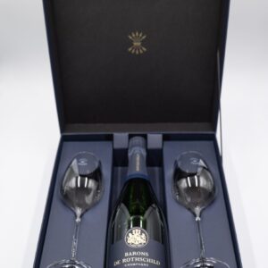 SET  ΔΩΡΟΥ 1 ΦΙΑΛΗ  CHAMPAGNE BARONS DE ROTHSCHILD  BRUT 750 ml ΜΕ 2 ΠΟΤΗΡΙΑ