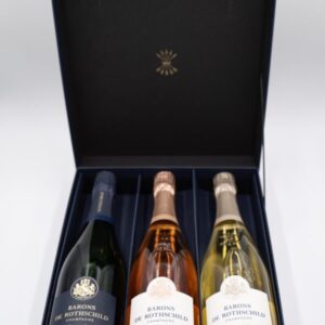 SET ΔΩΡΟΥ με 3 ΦΙΑΛΕΣ  CHAMPAGNE BARONS DE ROTHSCHILD750 ml  (BRUT + ROSÉ  + BLANC DES BLANCS)